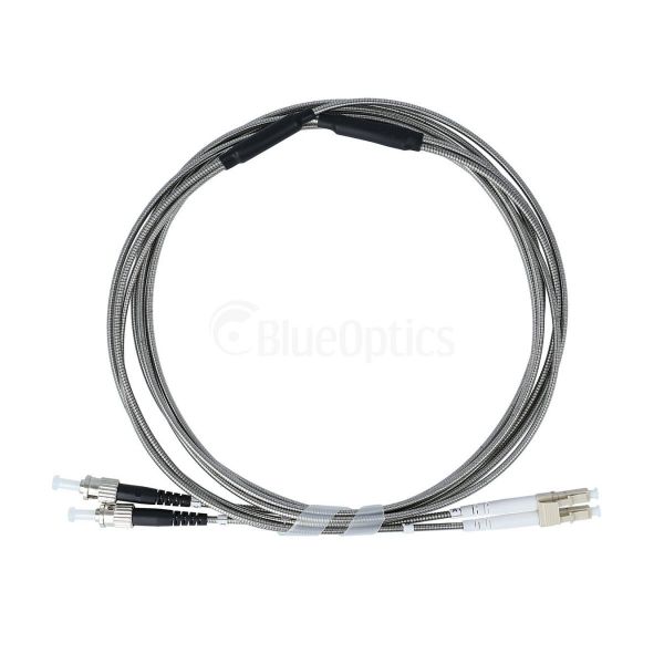 BlueOptics stahlarmiertes Duplex LWL Patchkabel LC-ST Multimode OM5 2 Meter