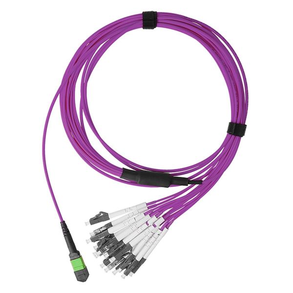 BlueOptics LWL MPO/APC-8xLC/UPC Duplex Breakout Kabel OM4 15 Meter