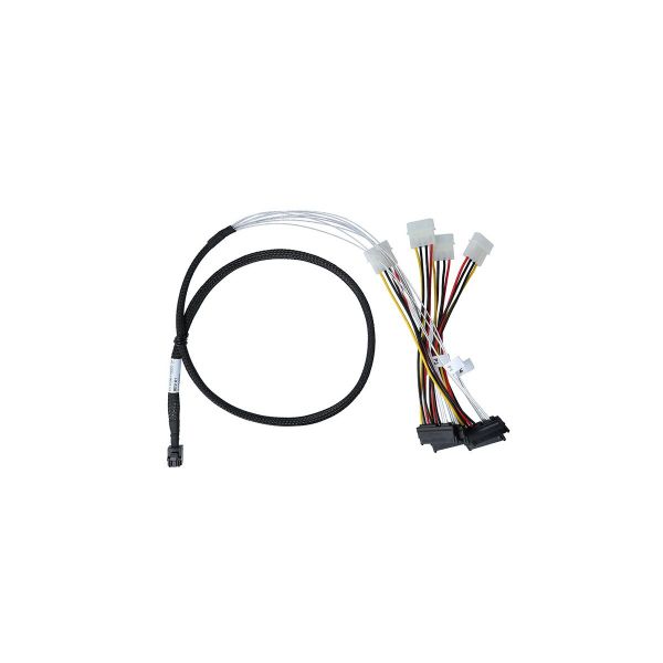 BlueLAN internes MiniSAS Hybrid Kabel SFF-8643/4x SFF-8482 mit Stromkabel 1 Meter