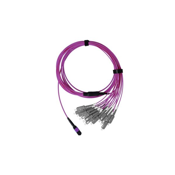 BlueOptics LWL MPO/8xSC Duplex Breakout Kabel OM4 30 Meter